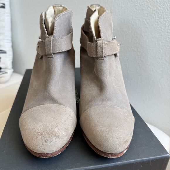 Rag & Bone Harrow Nubuck Suede Ankle Boots Block Heel Stonewall EU 38.5/ 8.5 US - Picture 3 of 12